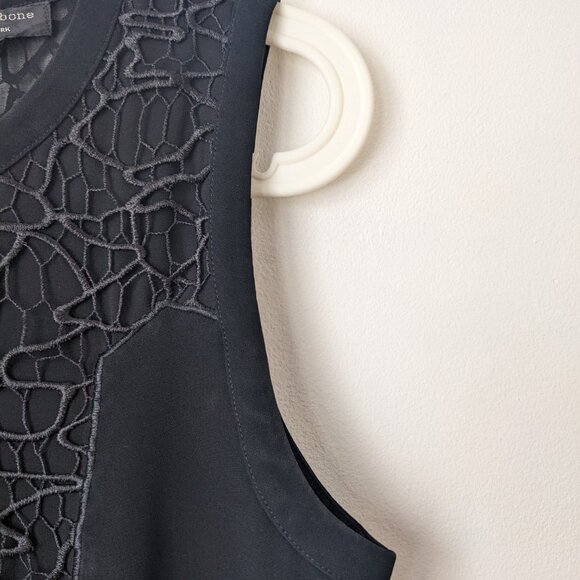 Black Rag & Bone Dress Size 6 Medium M Sheer Back Sleeveless - Picture 5 of 7